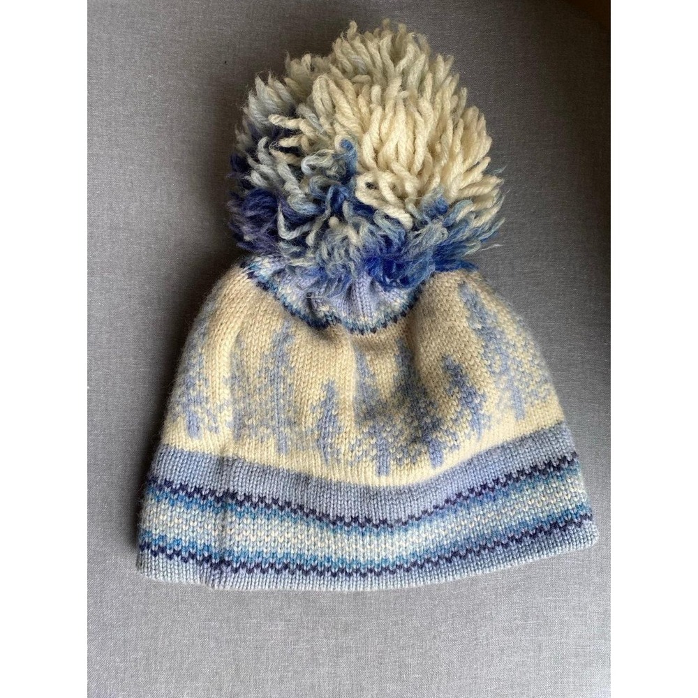 Vintage Hat Snow Wool Winter Pinetree Pompom Unisex Outerwear s1